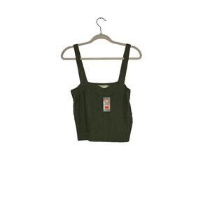 NWT Uncharted Threads green crochet cropped knit top size medium